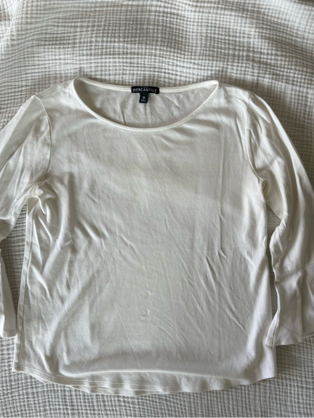 J. Crew Factory White Scoop Neck Bell Sleeve Tee